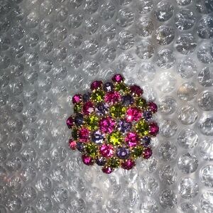 Austria pink and green brooch